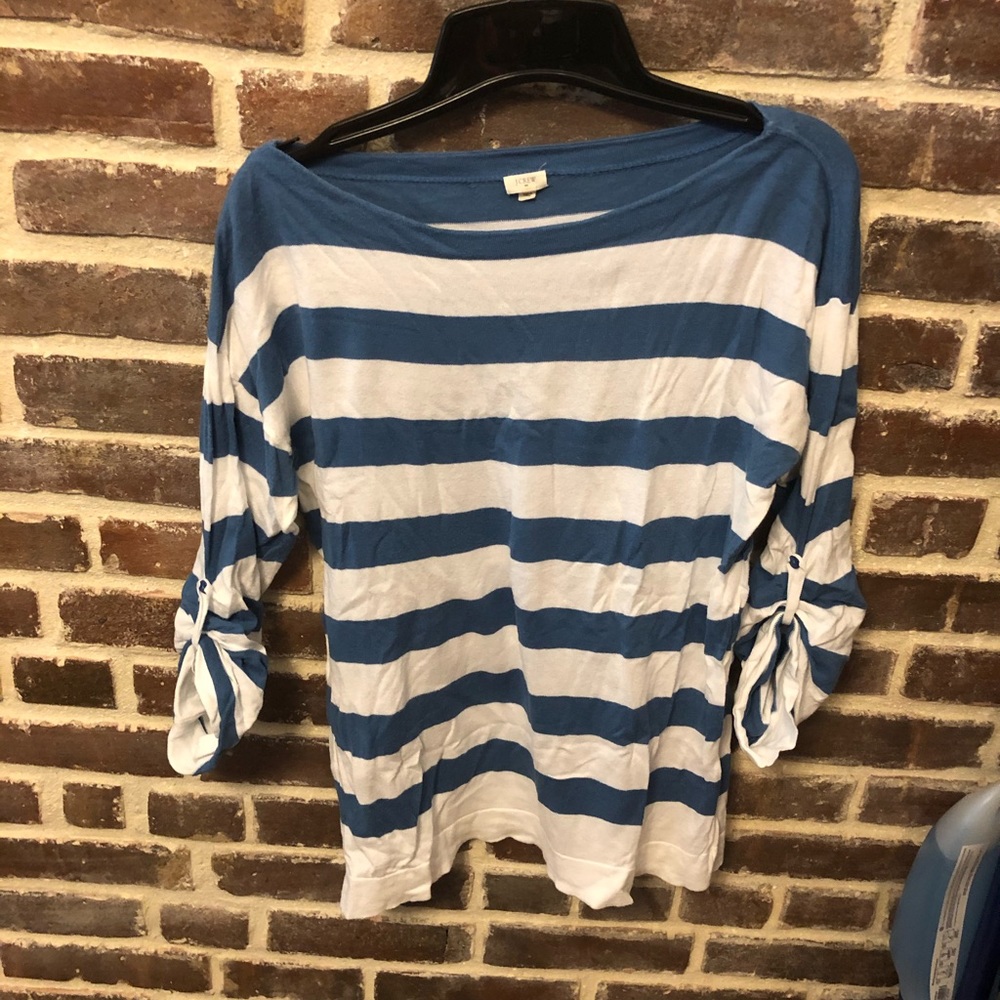 Blue and white boatneck sweater